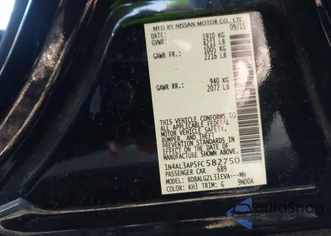 2015 Nissan Altima 2.5 S from USA, damaged, VIN 1N4AL3AP5FC582750